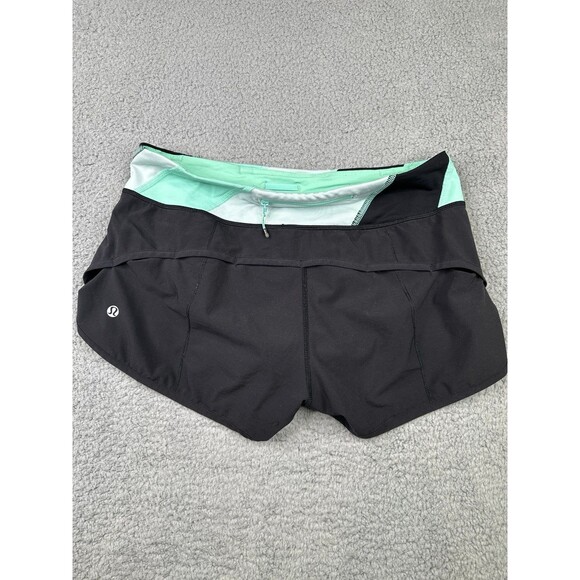 Lululemon Run Speed shorts black and mint green sz 6 - Picture 4 of 6
